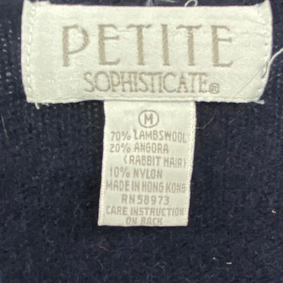 Vintage 90s Petite Sophisticate Sweater Lambswool Angora Abstract Geo Cardidan M - Picture 4 of 5